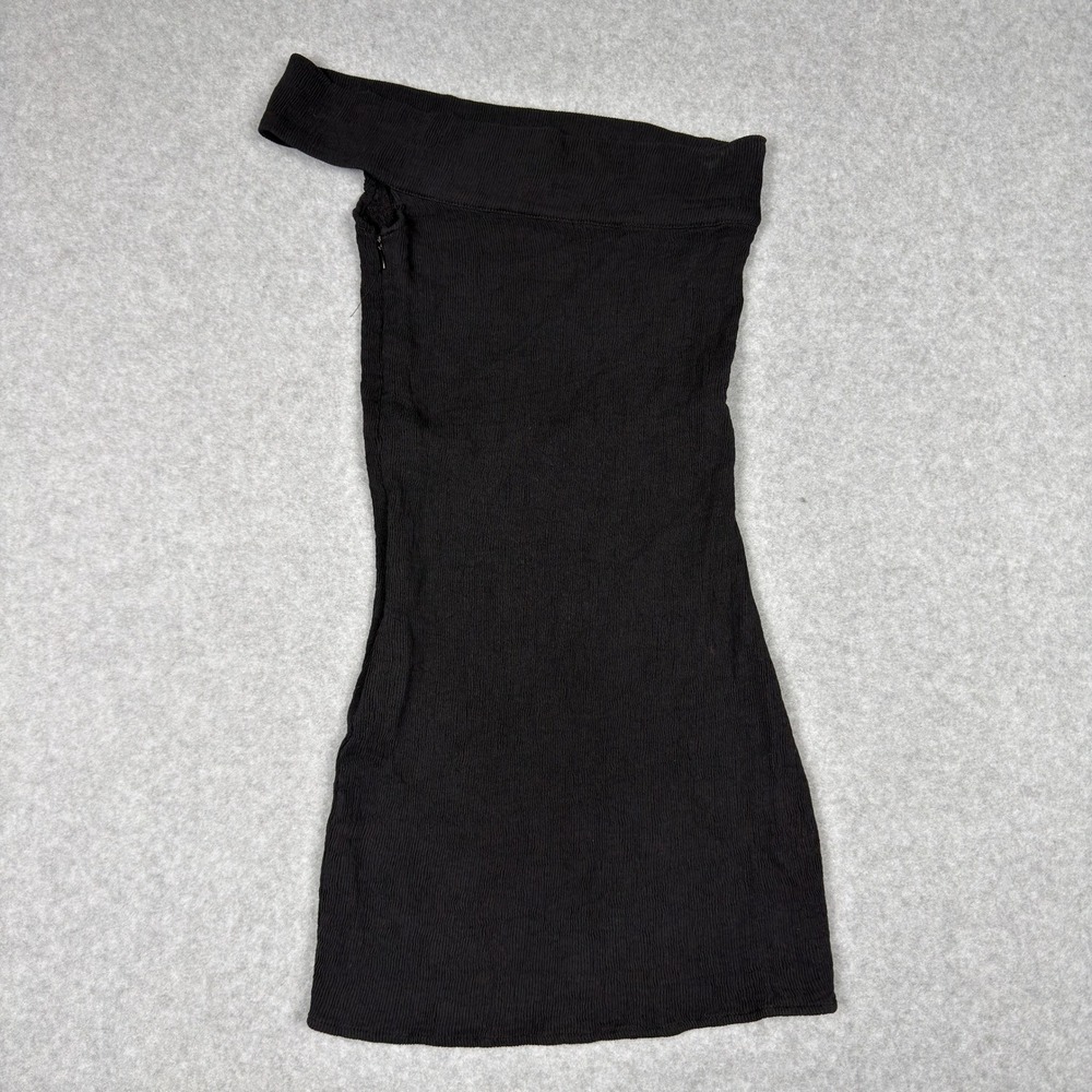 Capulet Black Ribbed One Shoulder Mini Dress XS Cotton Blend Bodycon LBD Sleek - Picture 1 of 10